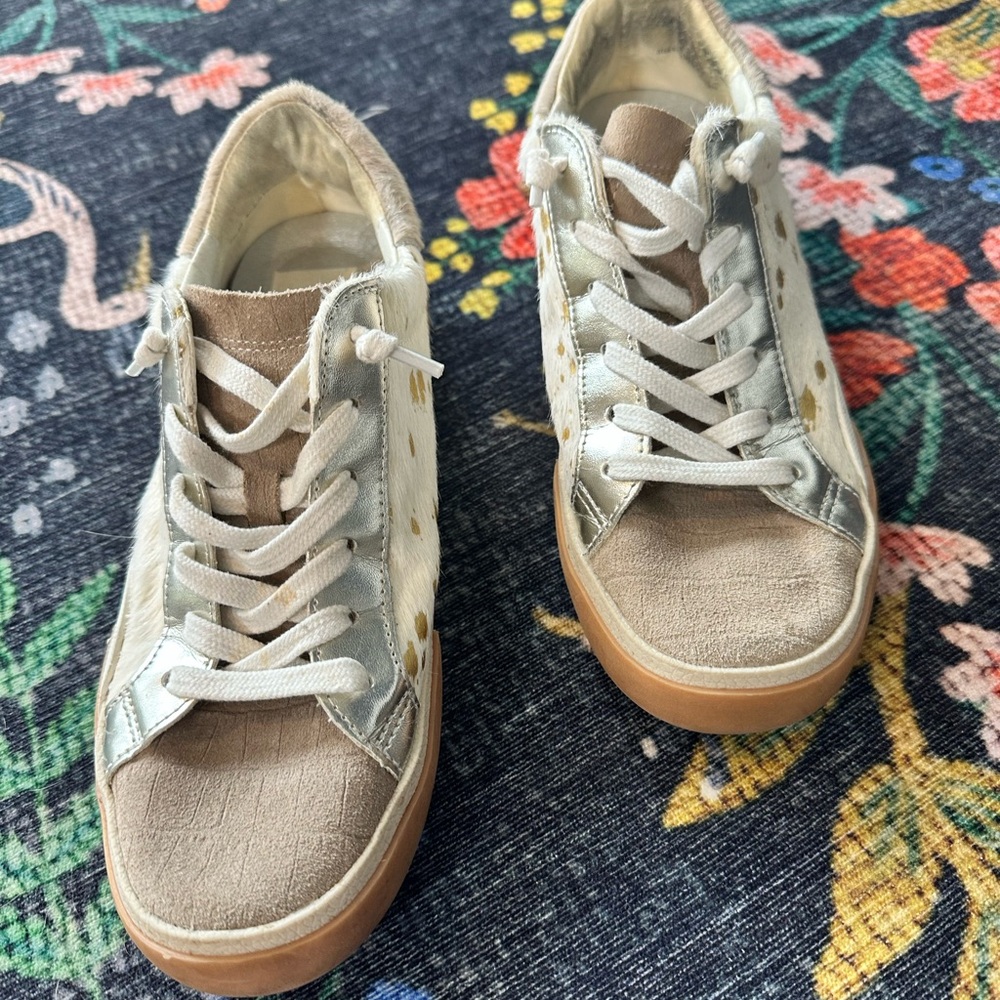 Dolce Vita White and Silver Sneakers